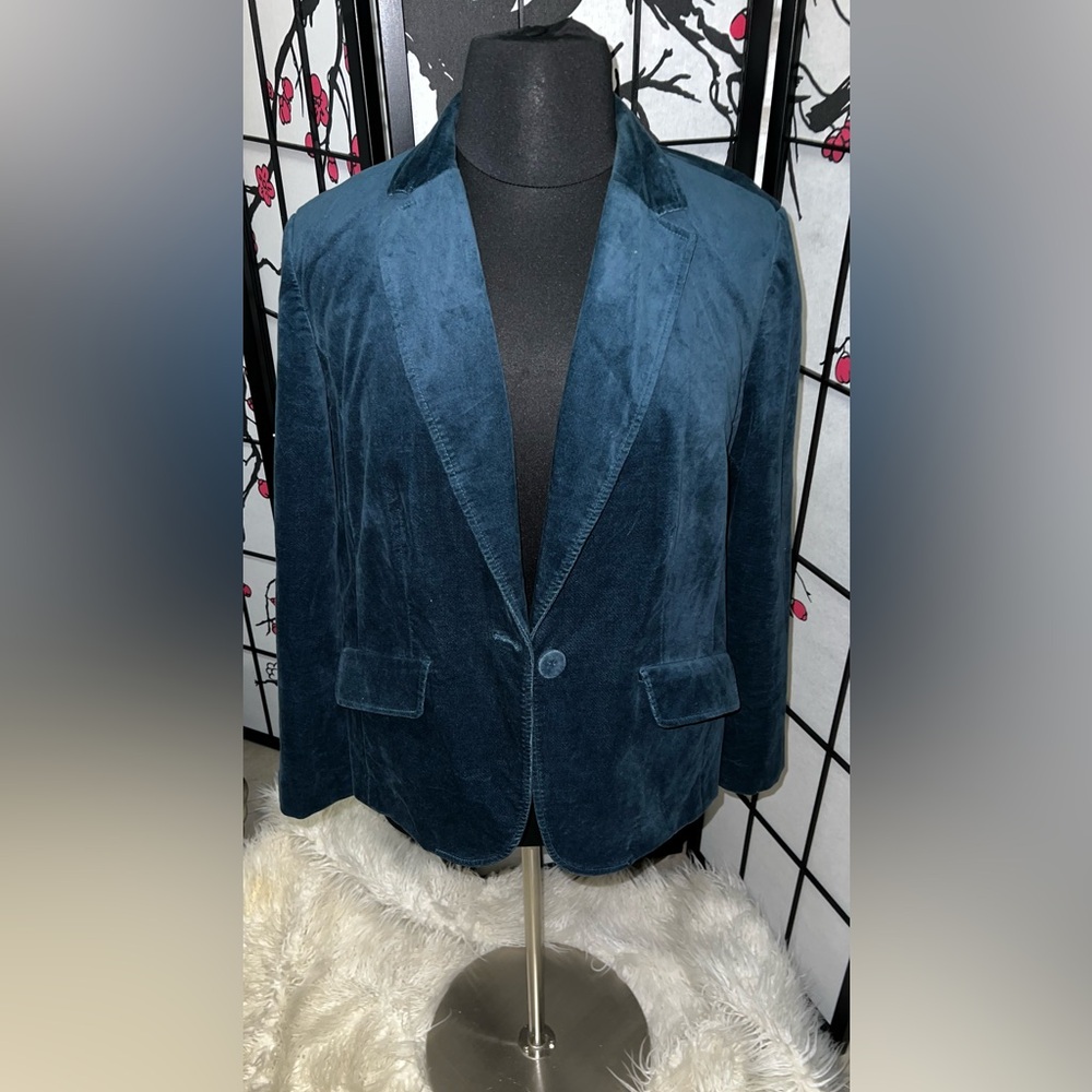 Teal velveteen blazer